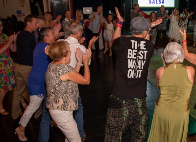 learning to dance salsa in a group